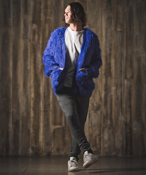 GLIMCLAP(グリムクラップ)の「mcg3773-Feather yarn Button less cardigan カーディガン(17-105-gla-ce)(カーディガン/ボレロ・メンズ・ロイヤルブルー/ブラック/ベージュ/ダークグレー・M/S/L)」の7枚目の写真