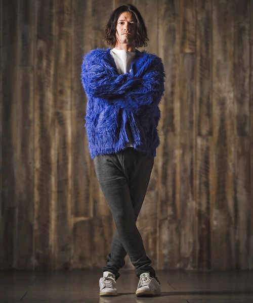 GLIMCLAP(グリムクラップ)の「mcg3773-Feather yarn Button less cardigan カーディガン(17-105-gla-ce)(カーディガン/ボレロ・メンズ・ロイヤルブルー/ブラック/ベージュ/ダークグレー・M/S/L)」の8枚目の写真