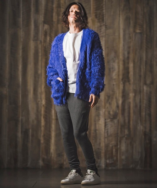 GLIMCLAP(グリムクラップ)の「mcg3773-Feather yarn Button less cardigan カーディガン(17-105-gla-ce)(カーディガン/ボレロ・メンズ・ロイヤルブルー/ブラック/ベージュ/ダークグレー・M/S/L)」の9枚目の写真
