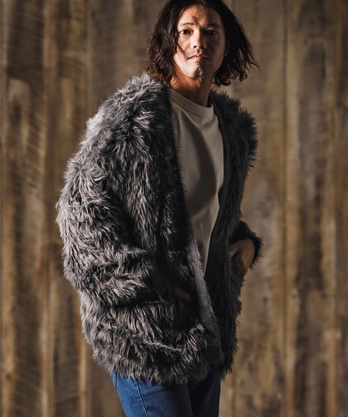 GLIMCLAP(グリムクラップ)の「mcg3773-Feather yarn Button less cardigan カーディガン(17-105-gla-ce)(カーディガン/ボレロ・メンズ・ロイヤルブルー/ブラック/ベージュ/ダークグレー・M/S/L)」の10枚目の写真