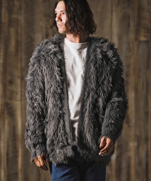 GLIMCLAP(グリムクラップ)の「mcg3773-Feather yarn Button less cardigan カーディガン(17-105-gla-ce)(カーディガン/ボレロ・メンズ・ロイヤルブルー/ブラック/ベージュ/ダークグレー・M/S/L)」の11枚目の写真