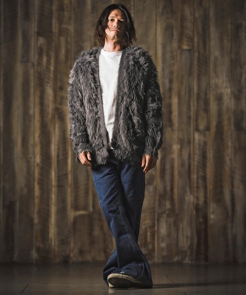 GLIMCLAP(グリムクラップ)の「mcg3773-Feather yarn Button less cardigan カーディガン(17-105-gla-ce)(カーディガン/ボレロ・メンズ・ロイヤルブルー/ブラック/ベージュ/ダークグレー・M/S/L)」の12枚目の写真