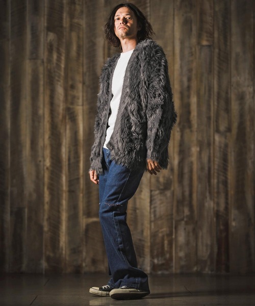 GLIMCLAP(グリムクラップ)の「mcg3773-Feather yarn Button less cardigan カーディガン(17-105-gla-ce)(カーディガン/ボレロ・メンズ・ロイヤルブルー/ブラック/ベージュ/ダークグレー・M/S/L)」の13枚目の写真
