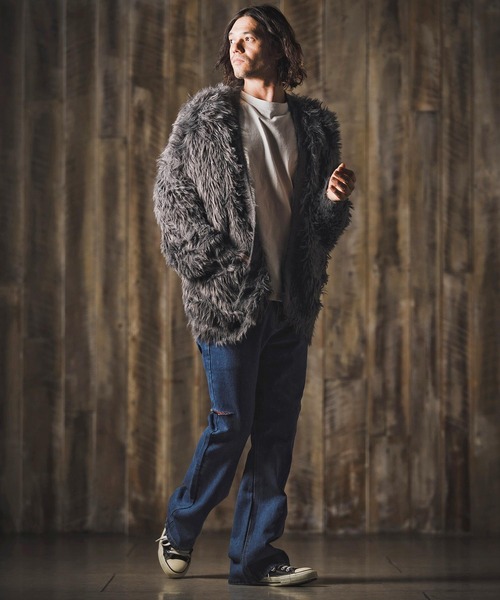 GLIMCLAP(グリムクラップ)の「mcg3773-Feather yarn Button less cardigan カーディガン(17-105-gla-ce)(カーディガン/ボレロ・メンズ・ロイヤルブルー/ブラック/ベージュ/ダークグレー・M/S/L)」の14枚目の写真
