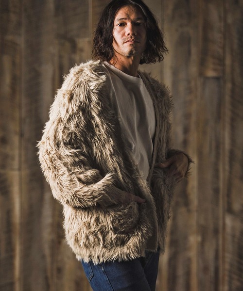 GLIMCLAP(グリムクラップ)の「mcg3773-Feather yarn Button less cardigan カーディガン(17-105-gla-ce)(カーディガン/ボレロ・メンズ・ロイヤルブルー/ブラック/ベージュ/ダークグレー・M/S/L)」の15枚目の写真