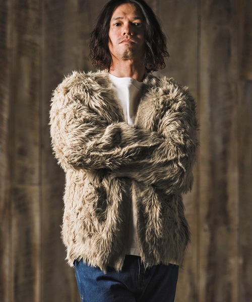 GLIMCLAP(グリムクラップ)の「mcg3773-Feather yarn Button less cardigan カーディガン(17-105-gla-ce)(カーディガン/ボレロ・メンズ・ロイヤルブルー/ブラック/ベージュ/ダークグレー・M/S/L)」の16枚目の写真