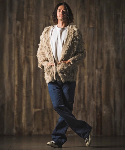 GLIMCLAP(グリムクラップ)の「mcg3773-Feather yarn Button less cardigan カーディガン(17-105-gla-ce)(カーディガン/ボレロ・メンズ・ロイヤルブルー/ブラック/ベージュ/ダークグレー・M/S/L)」の17枚目の写真