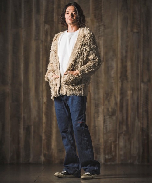 GLIMCLAP(グリムクラップ)の「mcg3773-Feather yarn Button less cardigan カーディガン(17-105-gla-ce)(カーディガン/ボレロ・メンズ・ロイヤルブルー/ブラック/ベージュ/ダークグレー・M/S/L)」の19枚目の写真