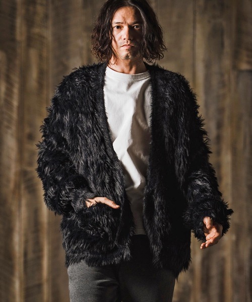 GLIMCLAP(グリムクラップ)の「mcg3773-Feather yarn Button less cardigan カーディガン(17-105-gla-ce)(カーディガン/ボレロ・メンズ・ロイヤルブルー/ブラック/ベージュ/ダークグレー・M/S/L)」の20枚目の写真