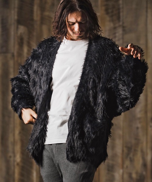 GLIMCLAP(グリムクラップ)の「mcg3773-Feather yarn Button less cardigan カーディガン(17-105-gla-ce)(カーディガン/ボレロ・メンズ・ロイヤルブルー/ブラック/ベージュ/ダークグレー・M/S/L)」の21枚目の写真