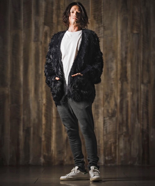 GLIMCLAP(グリムクラップ)の「mcg3773-Feather yarn Button less cardigan カーディガン(17-105-gla-ce)(カーディガン/ボレロ・メンズ・ロイヤルブルー/ブラック/ベージュ/ダークグレー・M/S/L)」の22枚目の写真