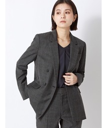 SUIT SQUARE | ダブルブレストジャケット／ウォッシャブル／ストレッチ／WOOLISH／グレンチェック(テーラードジャケット)