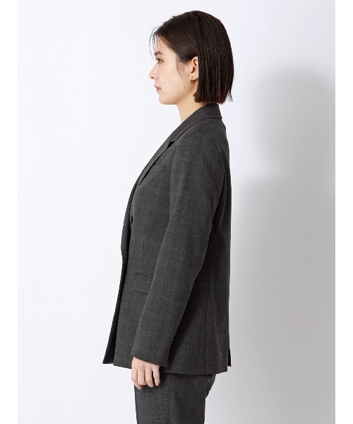 SUIT SQUARE（スーツスクエア）の「ダブルブレストジャケット／ウォッシャブル／ストレッチ／WOOLISH／グレンチェック（テーラードジャケット・レディース・グレー・40(11号)/38(9号)/36(7号)）」の5枚目の写真