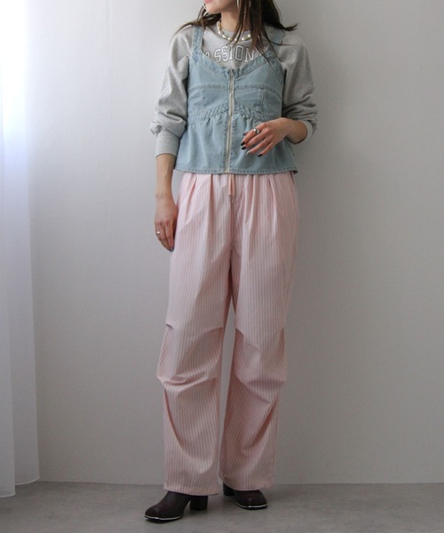 bohmal（ボマール）の「腰巻き風ストライプイージーパンツ（その他パンツ・レディース・ブルー/ピンク・FREE）」の16枚目の写真