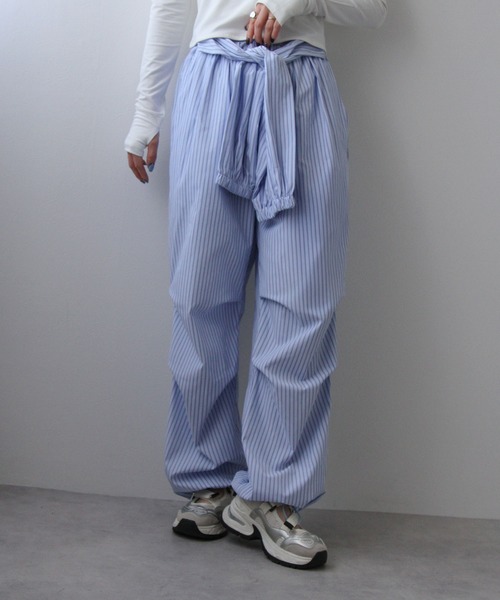 bohmal（ボマール）の「腰巻き風ストライプイージーパンツ（その他パンツ・レディース・ブルー/ピンク・FREE）」の9枚目の写真