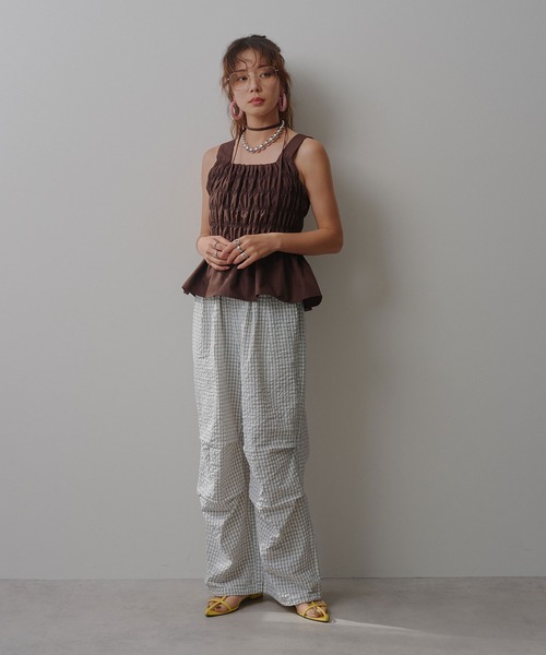 bohmal(ボマール)の「腰巻き風ストライプイージーパンツ(その他パンツ・レディース・ブルー/ピンク/アイボリー/ブラウン・FREE)」の10枚目の写真