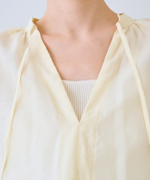 リコRIKO新品ボンボンブラウス白Bonbon blouse31900円 再再販決定！】リボンボリュームスリーブシアーブラウス（シャツ