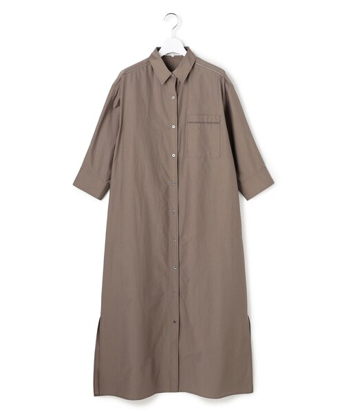 23区 L(ニジュウサンクオオキイサイズ)の「ナイロンコットンタフタ シャツワンピース(シャツワンピース・レディース・ダークブラウン系/ダルブルー系/ブラウン系・44/46/48)」の5枚目の写真