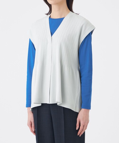 TRANS WORK(トランスワーク)の「【L】【ウォッシャブル】SET-UP KNITジレ(ベスト・レディース・グレー系その他/ブラック・44/46)」の8枚目の写真