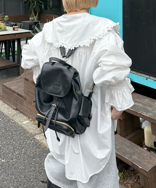 Alley Tokyo(アリートーキョー)の「お花モチーフBig衿ブラウス(シャツ/ブラウス・レディース・オフホワイト/サックスブルー・FREE)」の5枚目の写真