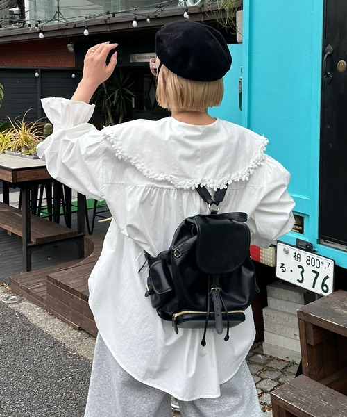 Alley Tokyo(アリートーキョー)の「お花モチーフBig衿ブラウス(シャツ/ブラウス・レディース・オフホワイト/サックスブルー・FREE)」の11枚目の写真