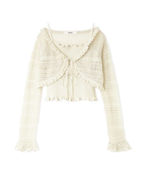 FURFUR（ファーファー）の「キャミソールセットカーディガン（カーディガン/ボレロ・レディース・グリーン/ホワイト/ピンク・F）」の2枚目の写真