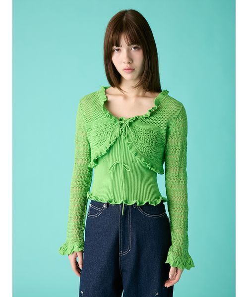 FURFUR（ファーファー）の「キャミソールセットカーディガン（カーディガン/ボレロ・レディース・グリーン/ホワイト/ピンク・F）」の7枚目の写真