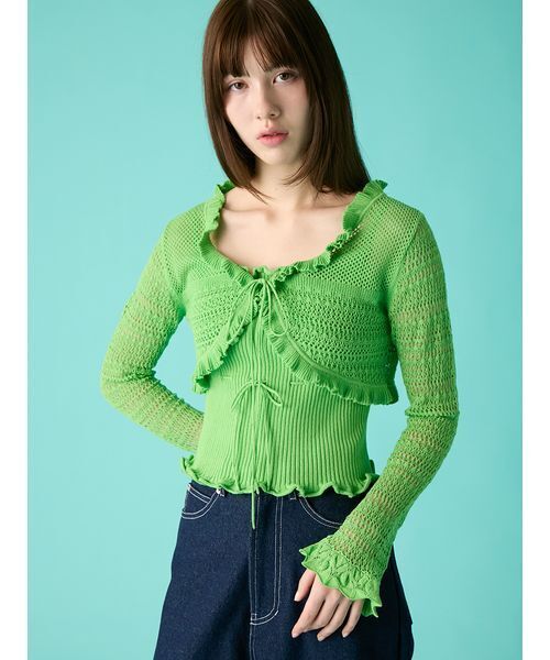 FURFUR（ファーファー）の「キャミソールセットカーディガン（カーディガン/ボレロ・レディース・グリーン/ホワイト/ピンク・F）」の8枚目の写真