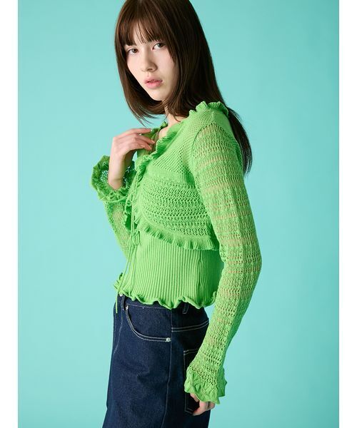 FURFUR（ファーファー）の「キャミソールセットカーディガン（カーディガン/ボレロ・レディース・グリーン/ホワイト/ピンク・F）」の10枚目の写真