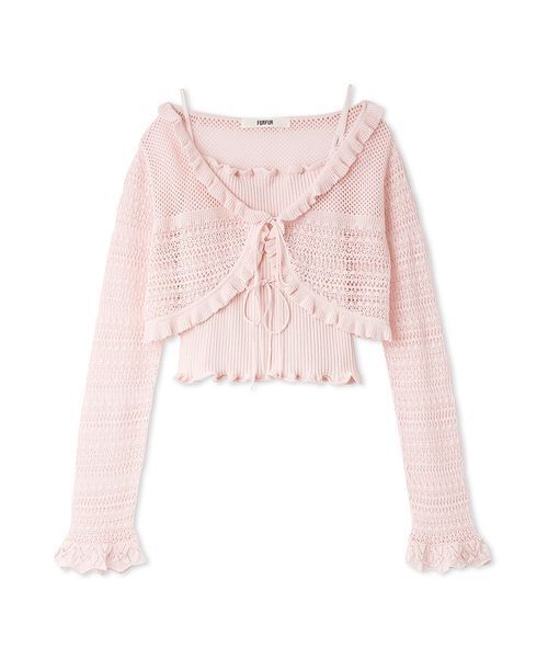 FURFUR（ファーファー）の「キャミソールセットカーディガン（カーディガン/ボレロ・レディース・グリーン/ホワイト/ピンク・F）」の14枚目の写真