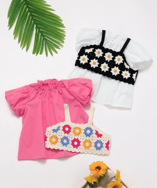 apres les cours（アプレレクール）の「【リンク】フラワーニットビスチェ&チュニック2Pセット（アンサンブル・キッズ・アイボリー/ローズ・140/130/120/110/100/90）」の3枚目の写真