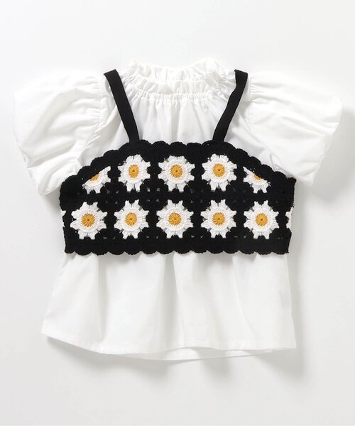 apres les cours（アプレレクール）の「【リンク】フラワーニットビスチェ&チュニック2Pセット（アンサンブル・キッズ・アイボリー/ローズ・140/130/120/110/100/90）」の4枚目の写真