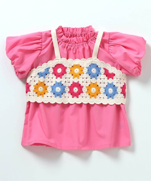 apres les cours（アプレレクール）の「【リンク】フラワーニットビスチェ&チュニック2Pセット（アンサンブル・キッズ・アイボリー/ローズ・140/130/120/110/100/90）」の6枚目の写真