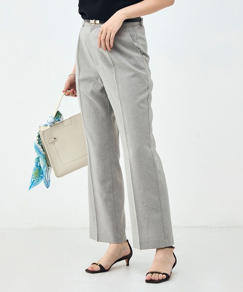 NOLLEY’S Sophi(ノーリーズソフィ)の「《セットアップ対応》ウォッシャブルブリーザブルシャンブレーセミワイドパンツ(その他パンツ・レディース・ネイビー/ベージュ/ライトグレー・34/36/38)」の2枚目の写真