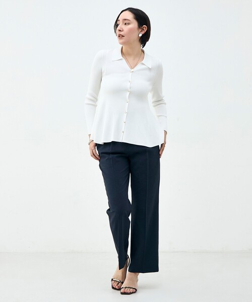 NOLLEY’S Sophi(ノーリーズソフィ)の「《セットアップ対応》ウォッシャブルブリーザブルシャンブレーセミワイドパンツ(その他パンツ・レディース・ネイビー/ベージュ/ライトグレー・34/36/38)」の8枚目の写真