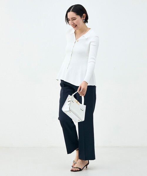 NOLLEY’S Sophi(ノーリーズソフィ)の「《セットアップ対応》ウォッシャブルブリーザブルシャンブレーセミワイドパンツ(その他パンツ・レディース・ネイビー/ベージュ/ライトグレー・34/36/38)」の13枚目の写真