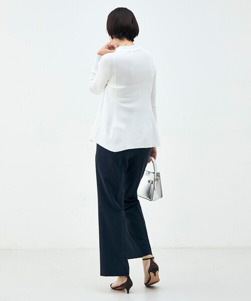 NOLLEY’S Sophi(ノーリーズソフィ)の「《セットアップ対応》ウォッシャブルブリーザブルシャンブレーセミワイドパンツ(その他パンツ・レディース・ネイビー/ベージュ/ライトグレー・34/36/38)」の14枚目の写真