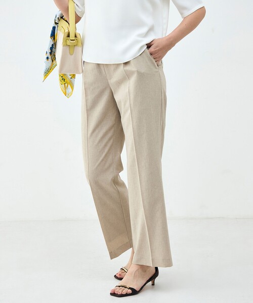 NOLLEY’S Sophi(ノーリーズソフィ)の「《セットアップ対応》ウォッシャブルブリーザブルシャンブレーセミワイドパンツ(その他パンツ・レディース・ネイビー/ベージュ/ライトグレー・34/36/38)」の5枚目の写真