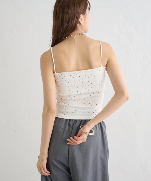 mystic(ミスティック)の「パット付きサイドギャザードットキャミソール(キャミソール・レディース・チャコールグレー/グレー/オフホワイト・FREE)」の7枚目の写真
