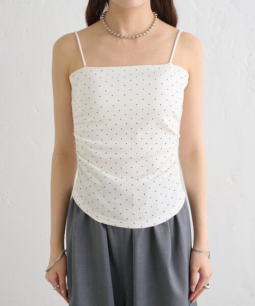 mystic(ミスティック)の「パット付きサイドギャザードットキャミソール(キャミソール・レディース・チャコールグレー/グレー/オフホワイト・FREE)」の10枚目の写真