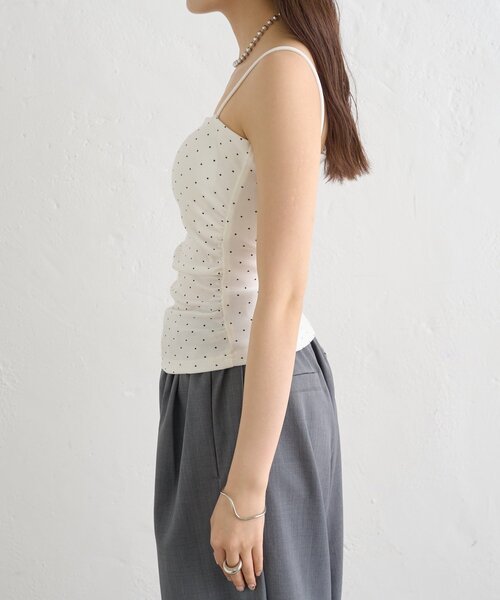 mystic(ミスティック)の「パット付きサイドギャザードットキャミソール(キャミソール・レディース・チャコールグレー/グレー/オフホワイト・FREE)」の11枚目の写真