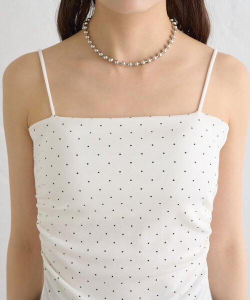 mystic(ミスティック)の「パット付きサイドギャザードットキャミソール(キャミソール・レディース・チャコールグレー/グレー/オフホワイト・FREE)」の13枚目の写真
