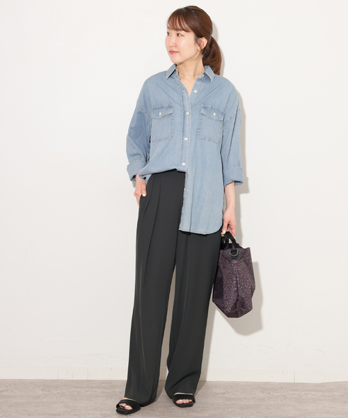 JOURNAL STANDARD relume(ジャーナルスタンダード レリューム)の「イージードレープワイドパンツ(スラックス・レディース・ブラック/ホワイト系その他・38/36)」の3枚目の写真