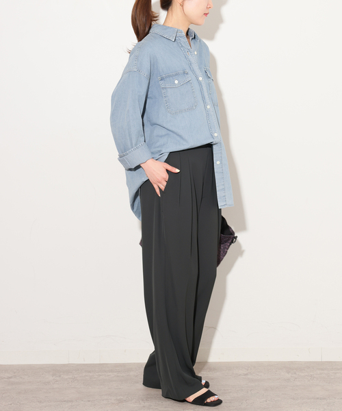 JOURNAL STANDARD relume(ジャーナルスタンダード レリューム)の「イージードレープワイドパンツ(スラックス・レディース・ブラック/ホワイト系その他・38/36)」の4枚目の写真