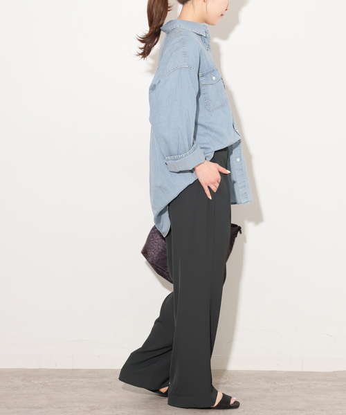 JOURNAL STANDARD relume(ジャーナルスタンダード レリューム)の「イージードレープワイドパンツ(スラックス・レディース・ブラック/ホワイト系その他・38/36)」の5枚目の写真