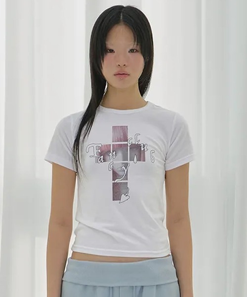 Ada.(エイダ)の「◇FANCYCLUB◇ブランド直輸入正規品/クロス キラ Tシャツ CROSS KIRA TEE(Tシャツ/カットソー・レディース・ホワイト/ブラック・FREE)」の1枚目の写真