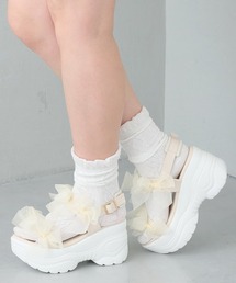 DEMETER（デメテル）の「軽量厚底 チュールリボン ダブルベルト バックバンド スポーツサンダル（サンダル）」