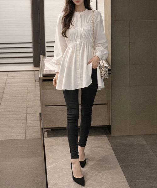 SallyLunn(サリーラン)の「アシンメトリーシャーリングワンピース(ワンピース・レディース・ホワイト/ブラック・LARGE/MEDIUM)」の6枚目の写真