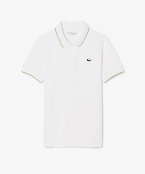 LACOSTE(ラコステ)の「UVカット サーモレギュレーション鹿の子地ゴルフシャツ(ポロシャツ・レディース・ホワイト/アクア/ネイビー・36/38/34)」の6枚目の写真