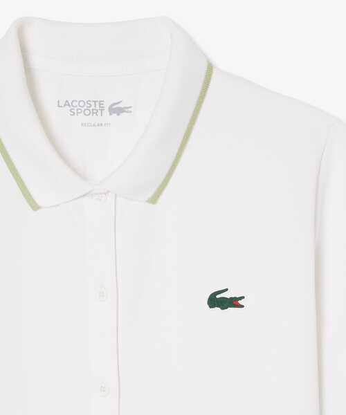 LACOSTE(ラコステ)の「UVカット サーモレギュレーション鹿の子地ゴルフシャツ(ポロシャツ・レディース・ホワイト/アクア/ネイビー・36/38/34)」の7枚目の写真